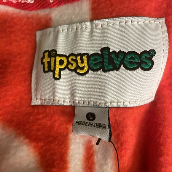 Tipsyelves  men’s HO HO HO jumpsuit pajama with hood size Large - Picture 5 of 8